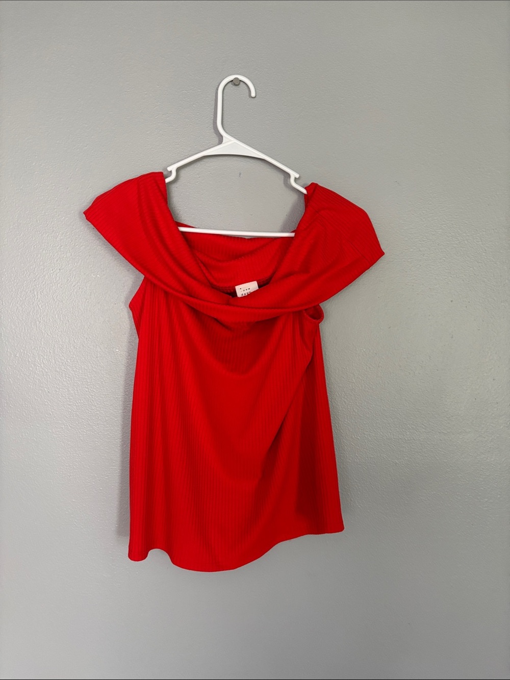 a new day Red Off-Shoulder Ribbed Camisole
